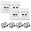 4 db RJ45 10G dupla hálózati aljzat készlet 8 db CAT 6A csatlakozóval, Kwmobile, fehér, fém, 45360.03