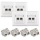 4 db RJ45 10G dupla hálózati aljzat készlet 8 db CAT 6A csatlakozóval, Kwmobile, fehér, fém, 45360.03