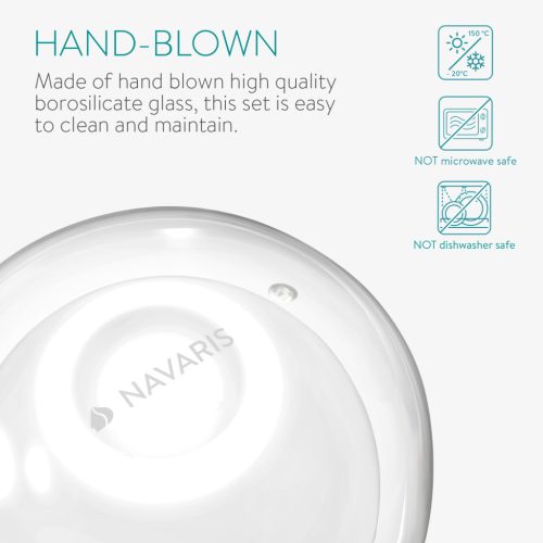 Set 4 pahare Navaris cu perete dublu, 450 ml, izolate termic, sticla borosilicata, 47547.01.3