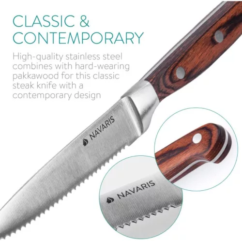 Navaris 6 részes steak késkészlet fa nyéllel, 48114.01.06
