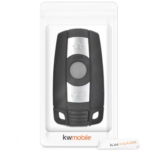 Kulcstartó BMW-hez - 3 gombos - Keyless Go, kwmobile, műanyag, fekete, 48235.01
