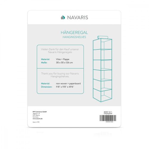 Függesztett ruharendező, 5 polc, 30 x 30 x 126 cm, 46267.22.1