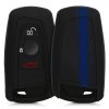Autós kulcstartó BMW-hez - 3 gombos - Keyless Go, kwmobile, szilikon, fekete/kék, 41730.29