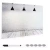 Tabla memo sticla Navaris, 90x60 cm, design industrial, 5 magneti si marker, gri/gri inchis, sticla