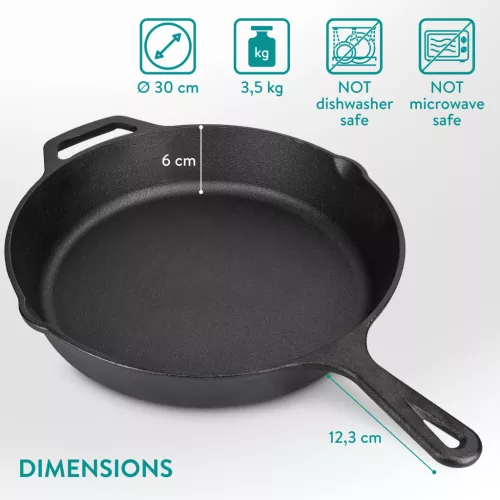 Navaris 30 cm fekete öntöttvas serpenyő, 48585.01