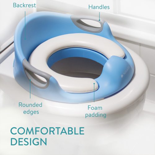 Reductor toaleta copii Navaris, cu capac si manere, 36x32x18 cm, albastru, polipropilena/PVC