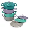 Navaris 4 darab mini öntöttvas edénykészlet, 10,5 cm, 290 ml, sütő- és főzőlaphoz, 49079.04.01