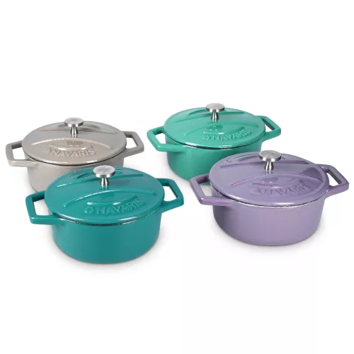 Navaris 4 darab mini öntöttvas edénykészlet, 10,5 cm, 290 ml, sütő- és főzőlaphoz, 49079.04.01