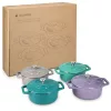 Navaris 4 darab mini öntöttvas edénykészlet, 10,5 cm, 290 ml, sütő- és főzőlaphoz, 49079.04.01