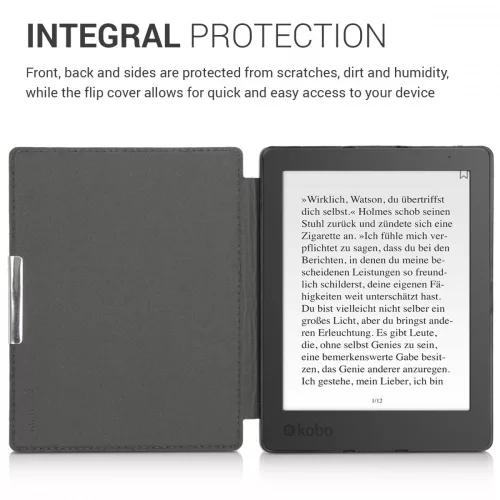 Kobo Aura H2O Edition 2 tok, textil, szürke, 49111.01