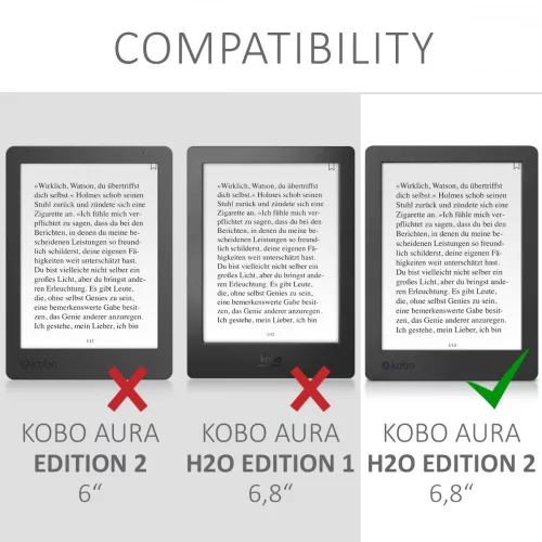 Kobo Aura H2O Edition 2 tok, textil, szürke, 49111.01