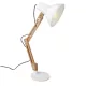 Lampa de masa Navaris, birou din lemn, 38 cm, design minimalist, alba, lumina ambientala, alb, lemn