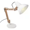 Lampa de masa Navaris, birou din lemn, 38 cm, design minimalist, alba, lumina ambientala, alb, lemn