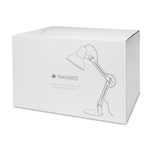 Lampa de masa Navaris, birou din lemn, 38 cm, design minimalist, gri/gri inchis, lemn