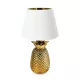 Lampa de masa Navaris, design ananas, 40 cm, gold/white, ceramica si metal, alb/auriu, ceramica/metal