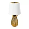Lampa de masa Navaris, design ananas, 35 cm, gold/white, ceramica si metal, multicolor, ceramica/metal