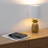 Lampa de masa Navaris, design ananas, 35 cm, gold/white, ceramica si metal, multicolor, ceramica/metal