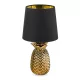 Lampa de masa Navaris, design ananas, 35 cm, gold/black, negru, sticla/ceramica/metal