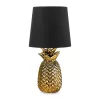 Lampa de masa Navaris, design ananas, 35 cm, gold/black, negru, sticla/ceramica/metal