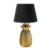 Lampa de masa Navaris, design ananas, 40 cm, soclu E27, ambient interior, negru/auriu, ceramica