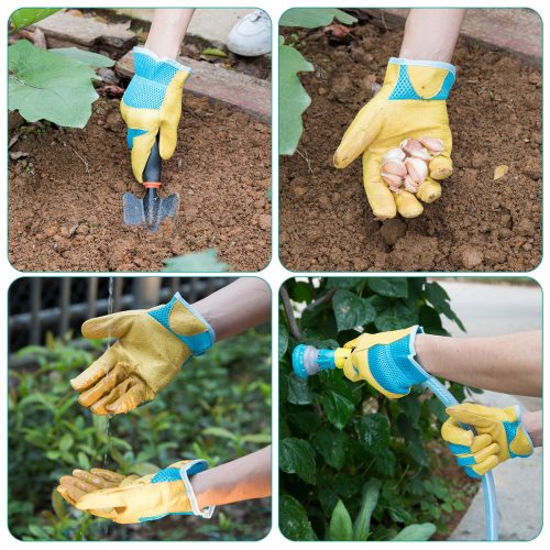 Navaris természetes bőr kertészeti kesztyű, L-es méret, 3D szövet, 49175.3