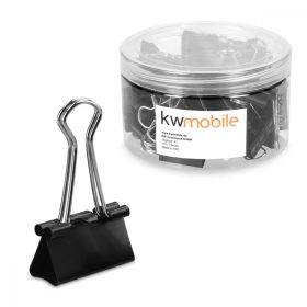   50 db dokumentumkapcsos készlet 25 mm, Kwmobile, fekete, fém, 49442.03