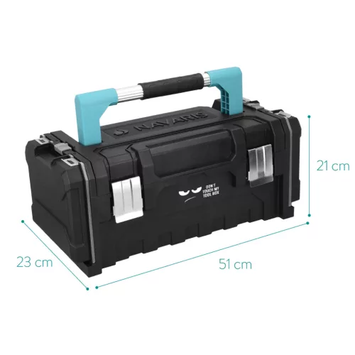 Cutie scule Navaris 20 inch, 51x23x21 cm, tava si compartimente laterale, negru, plastic/metal