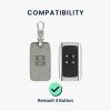 Renault / Dacia autókulcs tok - 4 gombos - Keyless Go, nubuk bőr, szürke, 48565.07