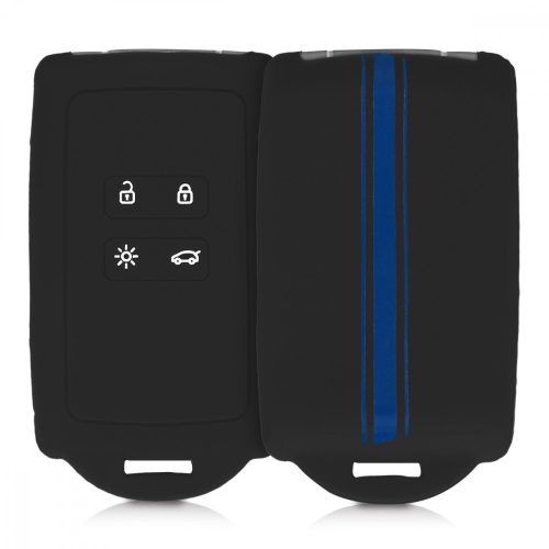 Renault / Dacia autókulcs burkolat - 4 gombos - Keyless Go, szilikon, kék, 49769.03