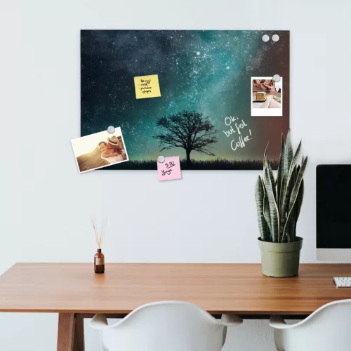 Tabla magnetica Navaris, Starry Sky & Tree, 60x40 cm, whiteboard si magneti, multicolor, plastic