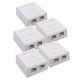 5 db RJ45 dupla hálózati aljzat készlet CAT6A Ethernet kábelhez, Kwmobile, fehér, fém, 50059.02.01