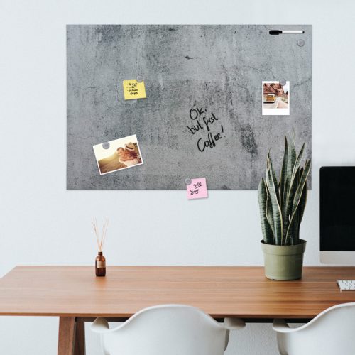 Tabla magnetica Navaris, design beton, 90x60 cm, whiteboard si magneti, multicolor, MDF/metal