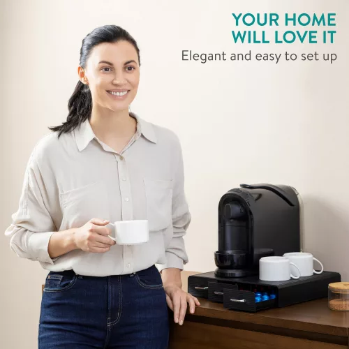 Navaris kávékapszula tartó 3 fiókkal, Univerzális, 48 kapszula, Fekete, 47364.02