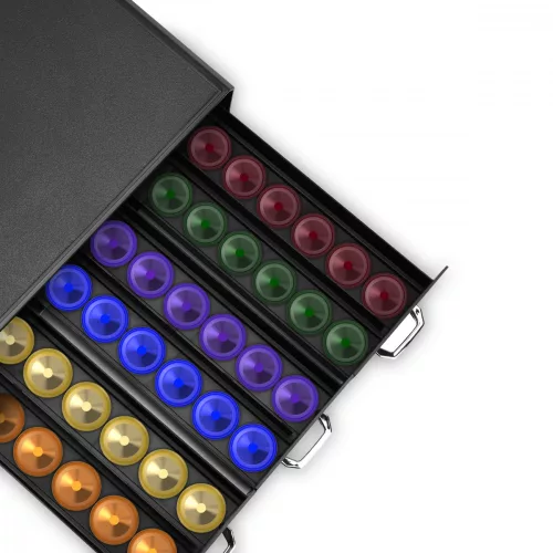 Navaris kávékapszula tartó 3 fiókkal, Univerzális, 48 kapszula, Fekete, 47364.02