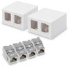 2 db dupla árnyékolt RJ45 hálózati aljzat készlet 2 db CAT 6A csatlakozóval, Kwmobile, fehér, műanyag, 50454.02.02