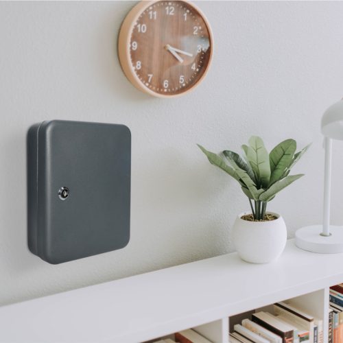 Cutie chei Navaris, 48 carlige, cu incuietoare, 25x20x8 cm, antracit, gri inchis, plastic/otel