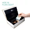 Seif tip carte Navaris, design Londra, 18.5x11.5x5.2 si 24x16x5 cm, 2 chei, albastru, otel