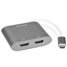   USB-C adapter dupla HDMI 4k 30Hz, Kwmobile, ezüst, fém, 50604.01