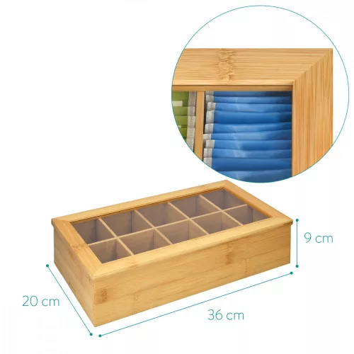 Teásdoboz 10 rekeszes Navaris, 36 x 20 x 9 cm, 50860.01