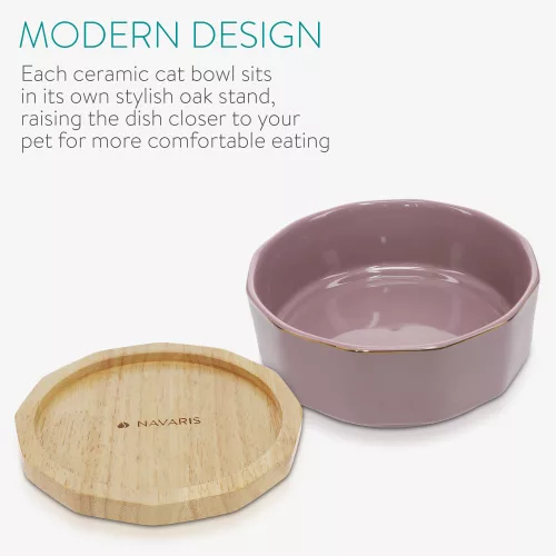 2 db-os Navaris kisállat tál készlet, 800 ml, csúszásmentes tartó, 50946.02