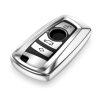 Autókulcs borítás BMW-hez - 3 gombos - Keyless Go, szilikon, ezüst, 50978.94