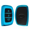 Hyundai / Kia autókulcs burkolat - 3 gombos - Keyless Go, szilikon, kék, 51052.98