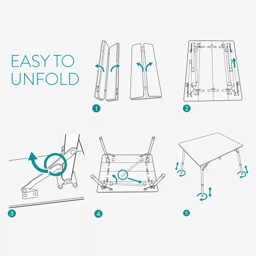 Összecsukható bambusz kempingasztal Navaris, 65 x 50 cm, Állítható, Bambusz, 51166.2