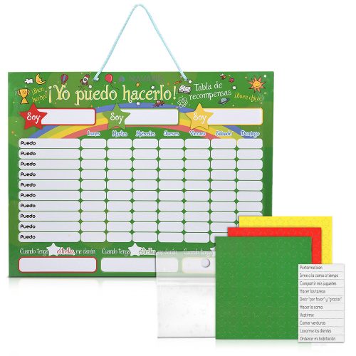 Gyermek feladat/jutalomtábla, 250 mágnes, 40 x 32 cm, spanyol nyelv, 48146.08