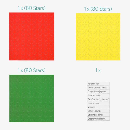 Gyermek feladat/jutalomtábla, 250 mágnes, 40 x 32 cm, spanyol nyelv, 48146.08