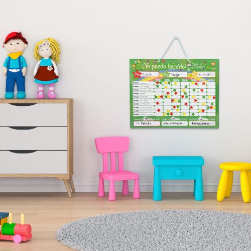 Gyermek feladat/jutalomtábla, 250 mágnes, 40 x 32 cm, spanyol nyelv, 48146.08
