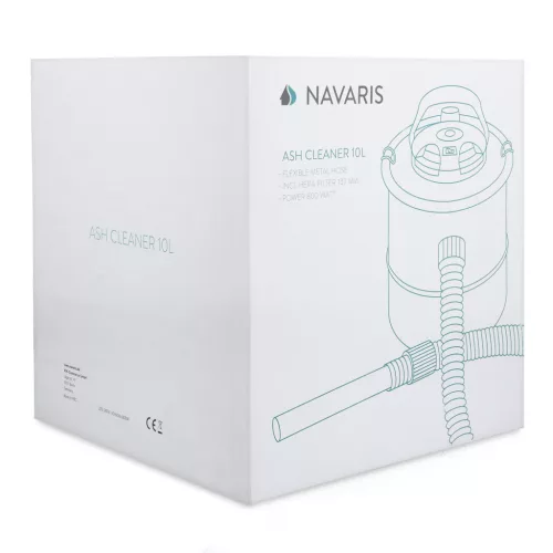 Aspirator pentru cenusa Navaris, 10 L, otel, 800W, cu filtru, compact, negru, 26x26x27 cm, Negru