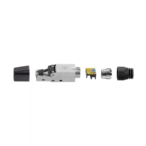 4 db CAT6A RJ-45 csatlakozós készlet árnyékolt CAT6A Ethernet kábelekhez, Kwmobile, ezüst/fekete, fém, 52520.04