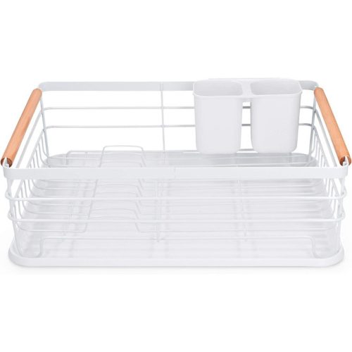 Navaris edényszárító csepegtetőtálcával, tányér-, pohár- és evőeszköztartóval, fehér, 42,5x31,5x14 cm, 52545.01