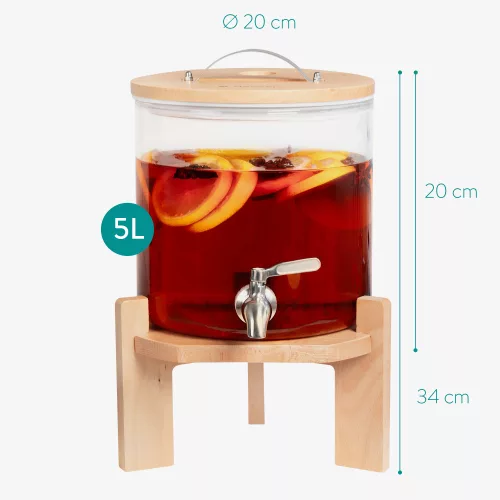 Navaris üveg italadagoló csappal és állvánnyal, 5 l, Barna, 46785.04